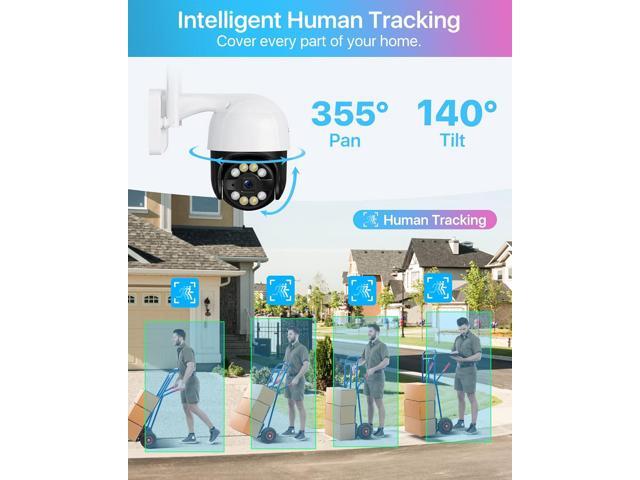 ZOSI 2K WiFi Pan/Tilt Security Camera, 3MP Plug-in Outdoor Home PT Camera, Auto Track Human, 2-Way Audio, Smart Motion Detection, Color Night...