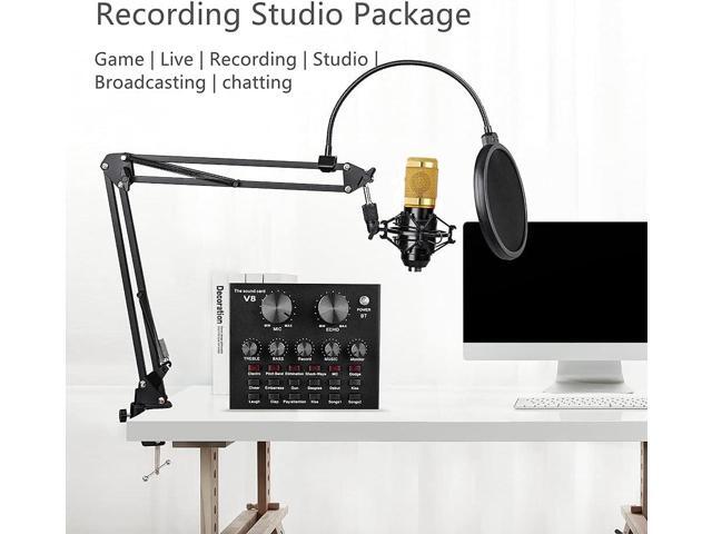 Podcast Equipment Bundle, BM-800 Recording Studio Package with Voice Changer, Live Sound Card - Audio Interface for Laptop Computer Vlog Living...
