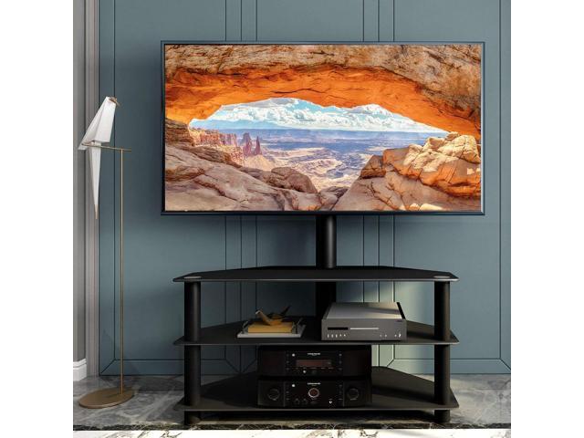 IANIYA Swivel Floor TV Stand Height Adjustable Bracket Entertainment Stand for 32 to 65 inch TV 3-Tier BlackTempered Glass Multi-Function TV Stand