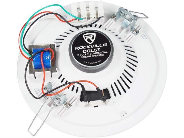 Rockville RCS80-1 Bundle: 60W 70V Bluetooth Commercial Amplifier with USB/SD/FM/Mic Inputs, (8) CCL5T White 5-in 70V Ceiling Speakers, VOL70100...