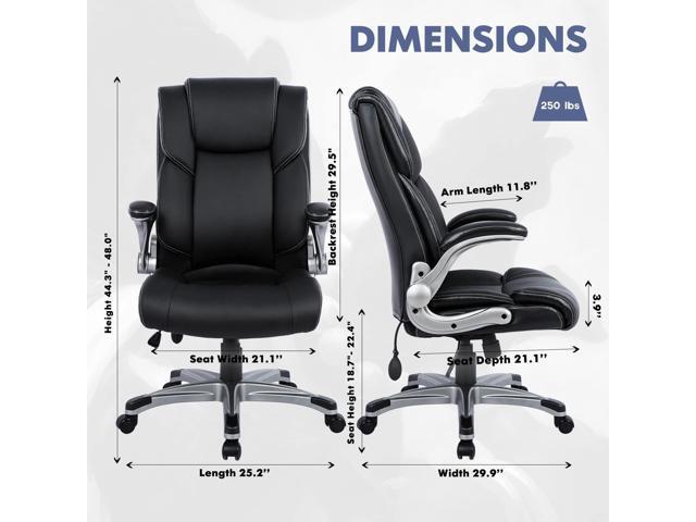 COLAMY High Back Executive Office Chair- Ergonomic Home Computer Desk Leather Chair with Padded Flip-up Arms, Adjustable Tilt Lock, Swivel Rolling...