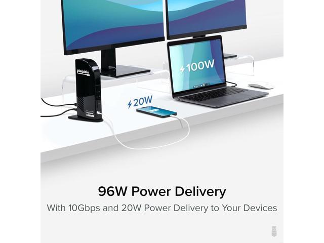 Plugable 13-in-1 USB C Docking Station 4K Triple Monitor with 100W Power Delivery USB C Dock for Windows, Mac, ChromeOS, Thunderbolt Driver...