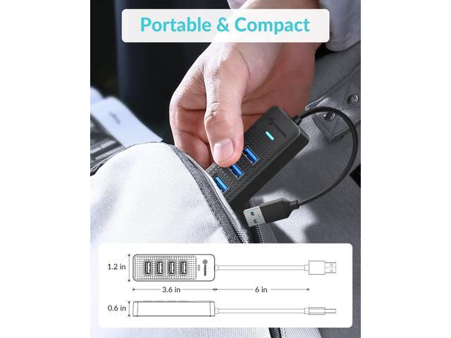 USB Hub, PHIXERO 4-Port 3.0 Hub Multi Port Expander, Fast Data Transfer Splitter for Laptop, Compatible with All Device