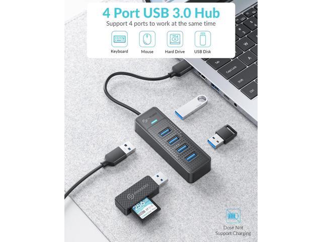 USB Hub, PHIXERO 4-Port 3.0 Hub Multi Port Expander, Fast Data Transfer Splitter for Laptop, Compatible with All Device