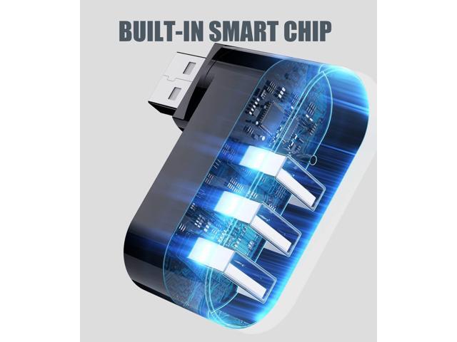 USB Port Splitter, PANPEO 3 Port USB 2.0 Expander Splitter [90°/180° Degree Rotatable] for Laptop, Xbox, Wii, PS3, PC, MAC, Mac Book, Tablet, Tab,...