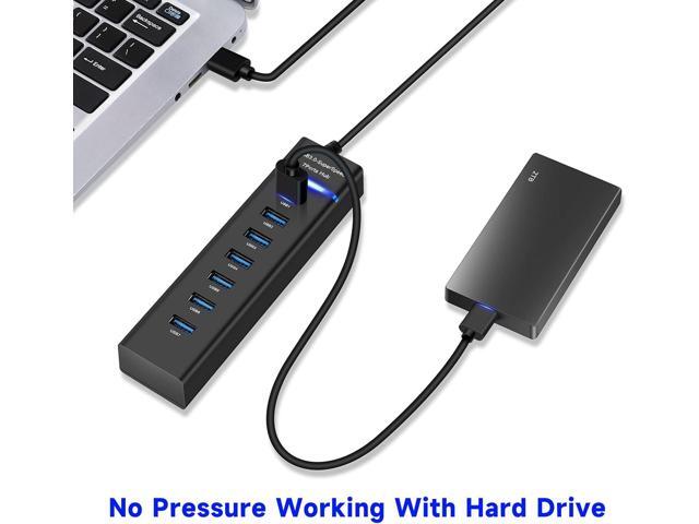 USB Hub3.0, YaimhSound 7-Port USB Extender, USB 3.0, 2.0 Splitter Adapter for Laptop,PC, Keyboard, Mouse, Dell, HP, Lenovo, Mac, Acer, Surface Pro...