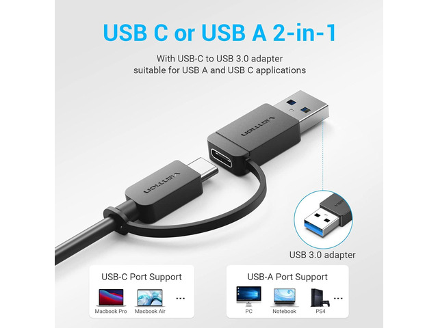 USB Hub - USB C to USB 3.0 Hub with 4 Ports and 0.5ft Extended Cable Ultra Slim USB Splitter for MacBook Mac Pro Surface Pro PS4 XPS PC Flash Drive