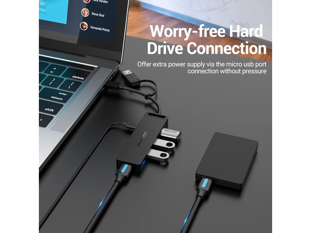 USB Hub - USB C to USB 3.0 Hub with 4 Ports and 0.5ft Extended Cable Ultra Slim USB Splitter for MacBook Mac Pro Surface Pro PS4 XPS PC Flash Drive