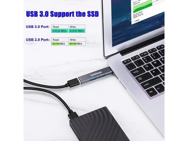 USB Hub 3.0,YaimhSound USB Extender Splitter,3-Port USB Adapter to USB Extension for Laptop,Keyborad,Mouse,Xbox,Flash Drive,SSD,Camera(Grey,Aluminum)
