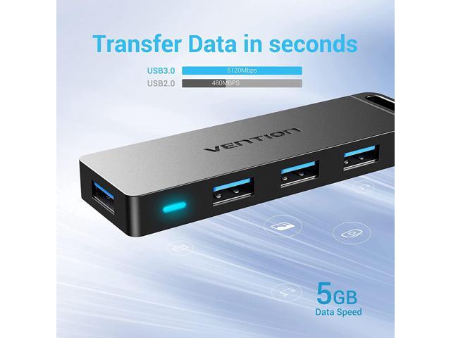 USB Hub, 4-Port USB 3.0 Hub 3FT Ultra-Slim Data USB Splitter Charging Supported Compatible for MacBook, Laptop, Surface Pro, PS4, PC, Flash Drive,...