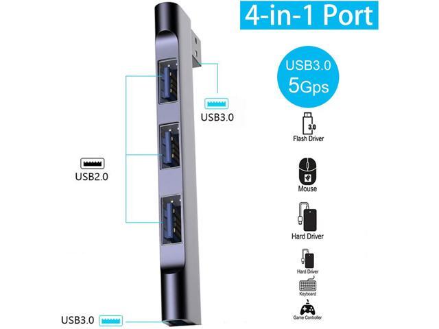 USB 3.0 Hub, 4 Port USB Splitter, USB Hub for Laptop with 3 USB 2.0 Ports and 1 USB 3.0 Port for Flash Drives, HDD, Printer, Console, Camera,...