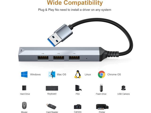 USB HUB Extensions,4-Port USB 3.0 HUB Expander,Ultra-Slim Data USB HUB,USB Hub Expansion Adapter Station Applicable for Laptop, iMac Pro, MacBook...