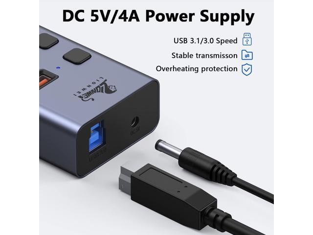 Powered USB Hub,8-Port USB Splitter with 3*USB 3.1(10Gbps), 3*USB 3.0 Ports, SD/TF Card Readers, Individual Switches, USB 3.0 Hub with 5V/4A DC...