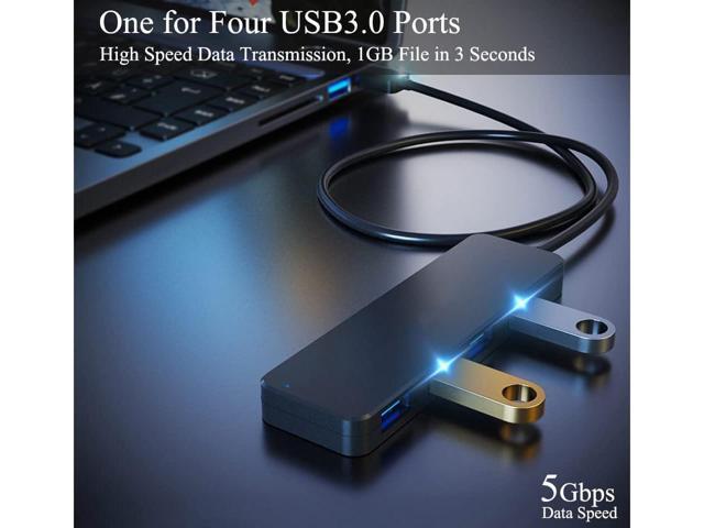 4 Port USB Hub,Fast USB 3.0 Hub,Portable USB Hub 3.0 with 2ft Extender Cable,Ultra Slim USB Port Expander USB Splitter for Laptop MacBook Pro...