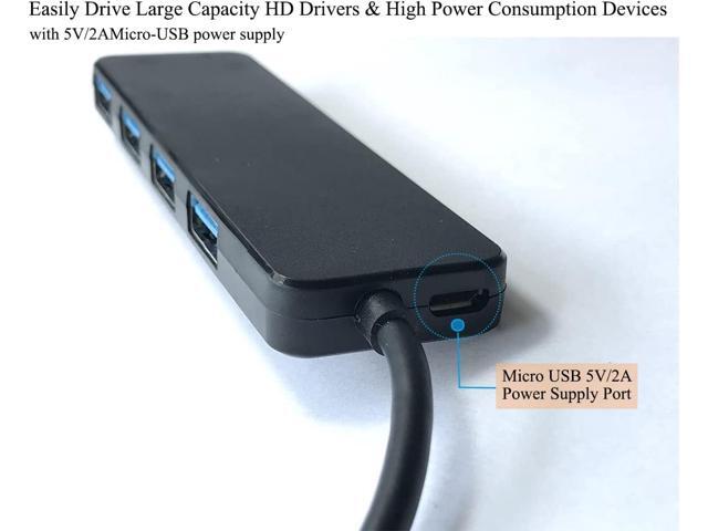 4 Port USB Hub,Fast USB 3.0 Hub,Portable USB Hub 3.0 with 2ft Extender Cable,Ultra Slim USB Port Expander USB Splitter for Laptop MacBook Pro...