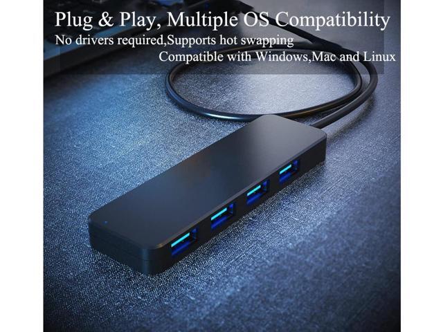 4 Port USB Hub,Fast USB 3.0 Hub,Portable USB Hub 3.0 with 2ft Extender Cable,Ultra Slim USB Port Expander USB Splitter for Laptop MacBook Pro...