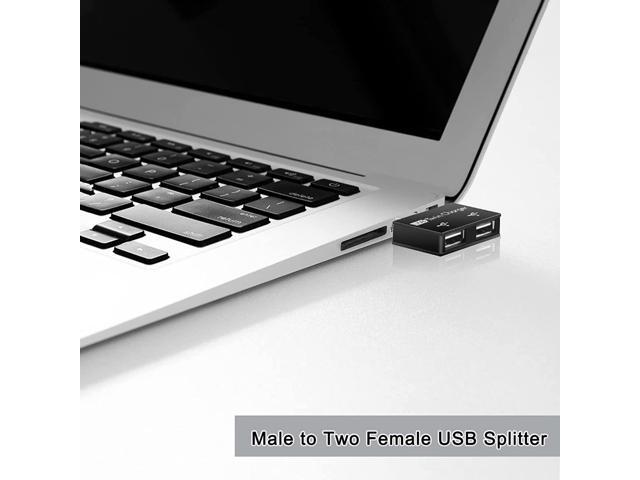 2 Port USB Extender Male to Dual Female USB Splitter USB 2.0 Adapter Hub Ultra Slim Twin USB Divider for Computer, Laptop, Mouse, Keyboard, All USB...