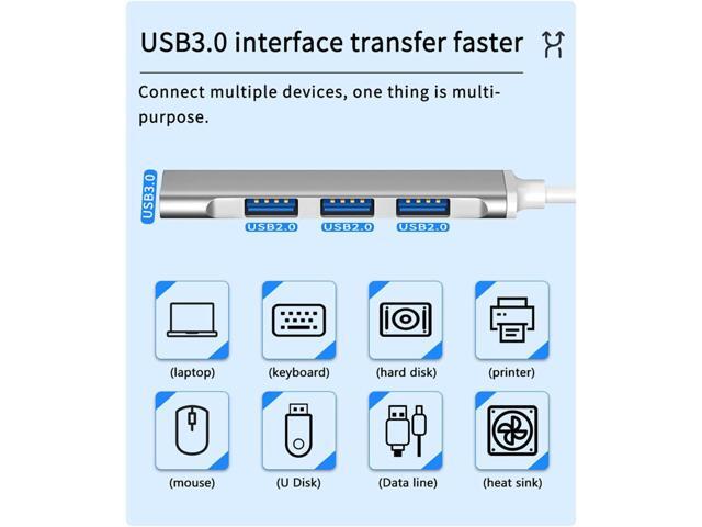 TXY 4 Port Multi Splitter Adapte USB HUB 3.0 PC Computer Accessories USB HUB for Laptop Computer (White)