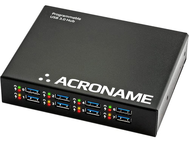 Acroname USBHub3+ 9-Port Programmable Industrial USB Hub Dock 3.2 Gen 1, 5Gbps, Per-Port Power Control & Monitoring, 5A Fast Charge, DIN Rail, ESD...
