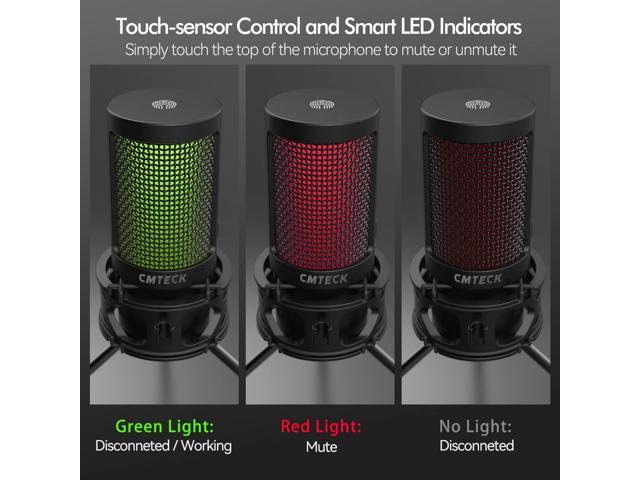 CMTECK USB Microphone, Podcast Microphone with Pop Filter & Mute Button, Compatible Desktop Computer and Laptop (Black)