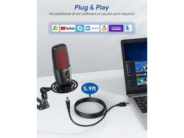 USB Microphone, Condenser Microphone Kit for Computer, Podcast Mic Set, PC Condenser Mic with Boom Arm for Gaming,Streaming,YouTube,Recording,Chatting