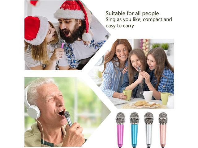 4Pcs Mini Microphone with Omnidirectional Stereo Mic for Voice Recording, Portable Microphone Chatting and Singing Compatible with Smartphone