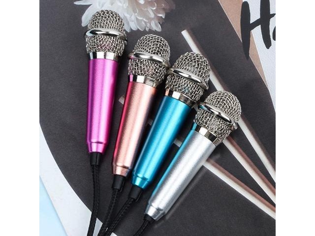 4Pcs Mini Microphone with Omnidirectional Stereo Mic for Voice Recording, Portable Microphone Chatting and Singing Compatible with Smartphone