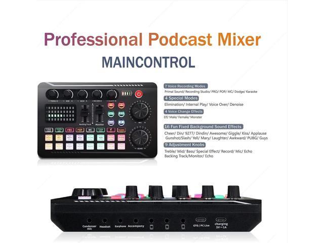 Podcast Microphone Bundle, BM-800 Condenser Mic with Live Sound Card Kit, Podcast Equipment Bundle with voice changer and Mixer functions for PC...