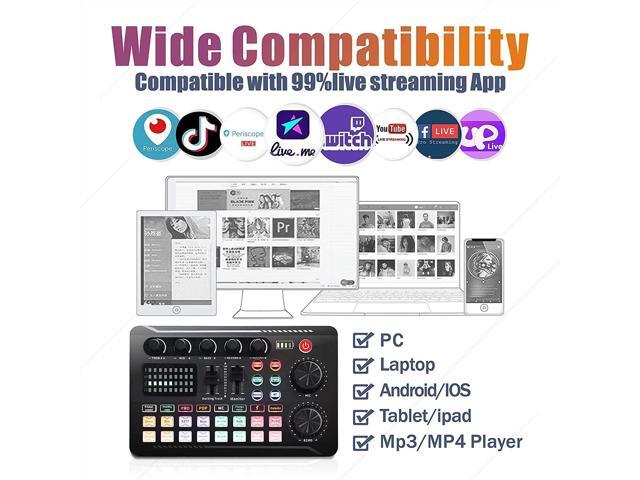 Podcast Microphone Bundle, BM-800 Condenser Mic with Live Sound Card Kit, Podcast Equipment Bundle with voice changer and Mixer functions for PC...