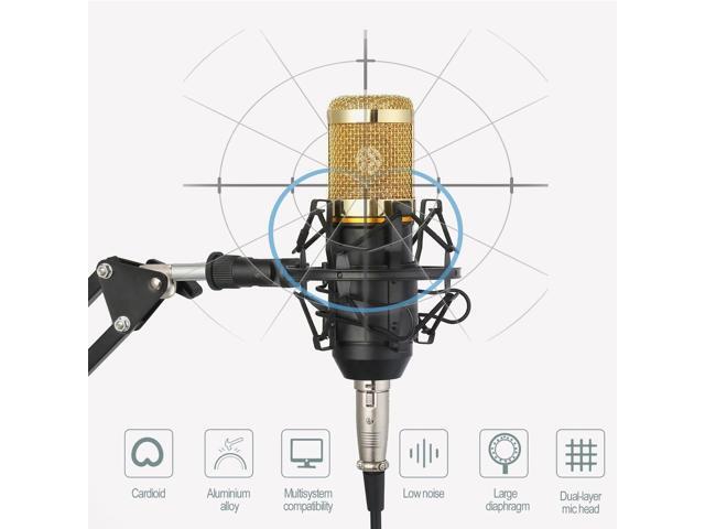 Podcast Equipment Bundle, BM-800 Mic Kit with Live Sound Card, Adjustable Mic Suspension Scissor Arm, Metal Shock Mount and Double-Layer Pop Filter...