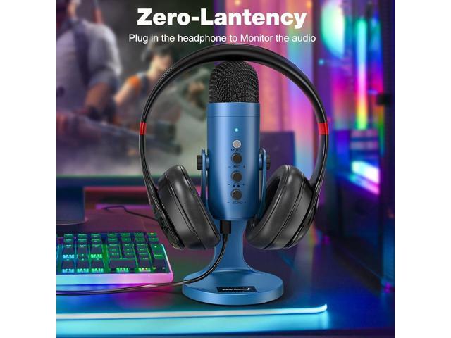 USB Microphone,Condenser Gaming Mic for Phone/Laptop/PC/PS4/5/Computer,Microphone with Gain Knob,LED Mute,Monitor Volume Adjustment,Stand Base for...