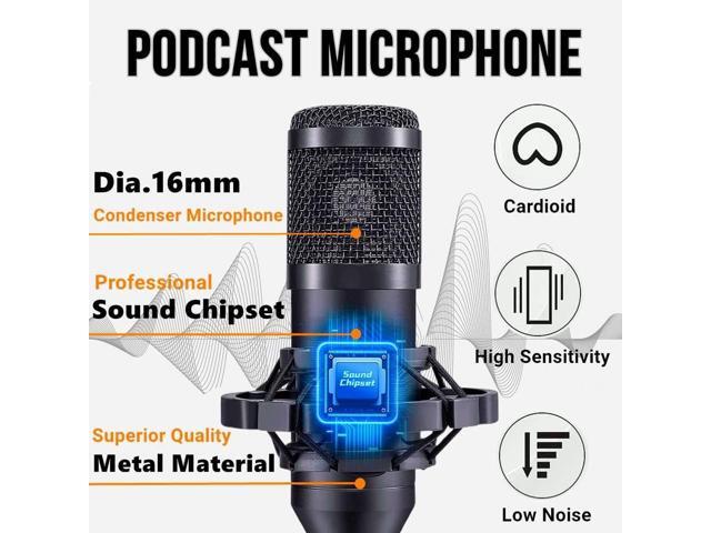Podcast Equipment Bundle, BM800 Podcast Microphone Bundle with V8s Voice Changer, Condenser Microphone Recording Studio Package for Podcasting Live...