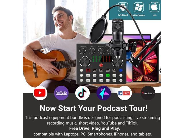 Podcast Equipment Bundle, BM800 Podcast Microphone Bundle with V8s Voice Changer, Condenser Microphone Recording Studio Package for Podcasting Live...