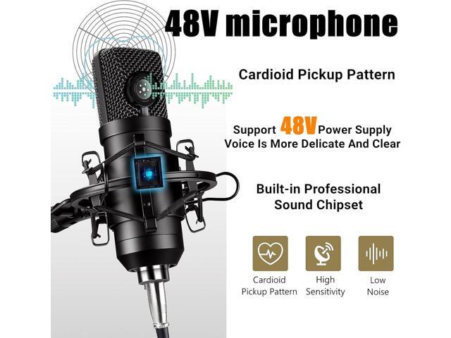 Podcast Equipment Bundle, 48V Condenser Microphone Bundle with M300 Voice Changer, Podcast Microphone Recording Studio Package for Podcasting Live...