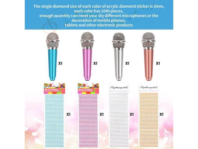 4Pcs Mini Microphone Tiny Microphone Mini Mic for Recording Voice and Singing on iPhone, Android Smartphones or Tablet, Portable Mini Karaoke...