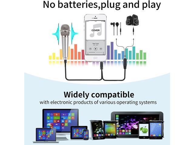 4Pcs Mini Microphone Tiny Microphone Mini Mic for Recording Voice and Singing on iPhone, Android Smartphones or Tablet, Portable Mini Karaoke...