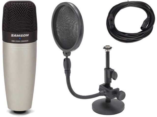 Samson C01 Condenser Microphone with Pop Filter, Microphone Stand, and Cable