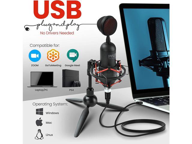 Professional USB Cardioid Condenser Microphone - Audio Mic w/USB Cable, Built-in Pop Filter, Adjustable Desktop Stand - for Gaming PS4, Streaming,...