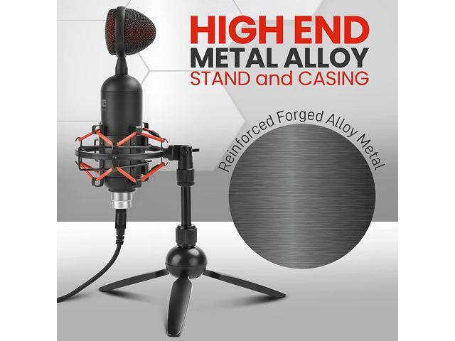 Professional USB Cardioid Condenser Microphone - Audio Mic w/USB Cable, Built-in Pop Filter, Adjustable Desktop Stand - for Gaming PS4, Streaming,...