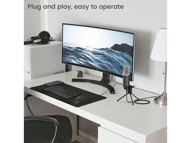 Lavales Condenser Microphone USB Microphone with Tripod for Streaming, Podcast Vocal Recording Gaming Conference Computer Microphone (Silver)