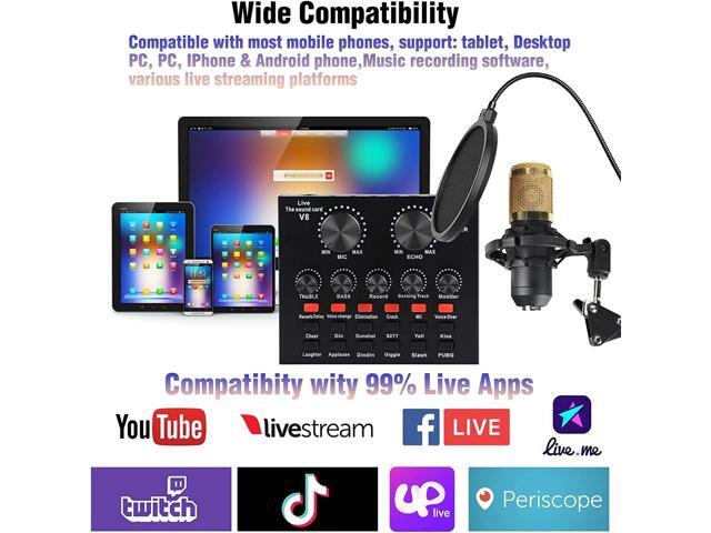 ANALIM Condenser Microphone Bundle, Live Sound Card, Adjustable Boom Arm, Shock Mount, Metal Mic Pop Filter, Sponge Pop Filter Cover, Earphone,...