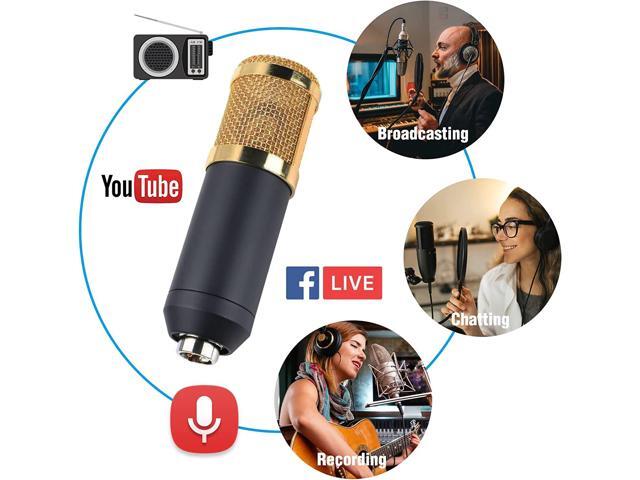 ANALIM Condenser Microphone Bundle, Live Sound Card, Adjustable Boom Arm, Shock Mount, Metal Mic Pop Filter, Sponge Pop Filter Cover, Earphone,...