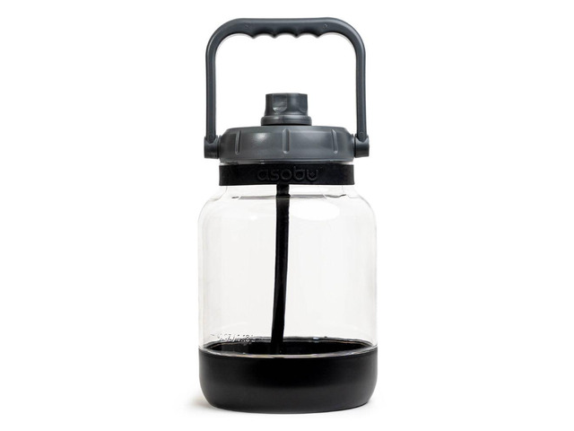 Asobu 1 Gallon Non-Breakable Shock Resistant Freezable Tritan Jumbo Water Jug Large Capacity with Easy Grip Handle and Pop Up Straw Dishwasher safe...