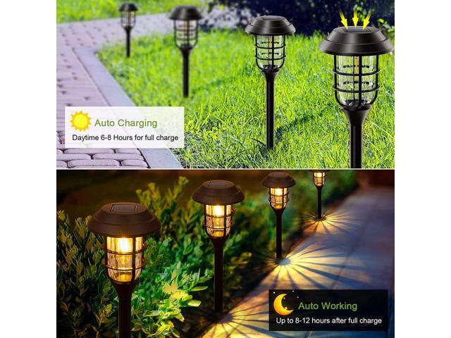 SOWAZ 8-Pack Black Solar Integrated LED Outdoor Path Light (4000 K)