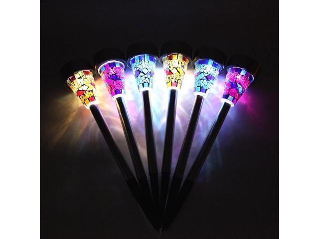 SOWAZ Blue Yellow Purple Solar Mosaic Multicolor Changing LED Outdoor Path Light, 6Pack