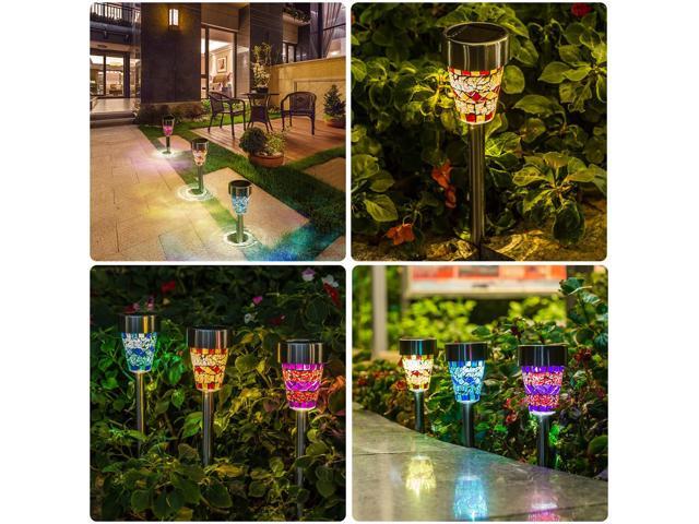 SOWAZ Blue Yellow Purple Solar Mosaic Multicolor Changing LED Outdoor Path Light, 6Pack