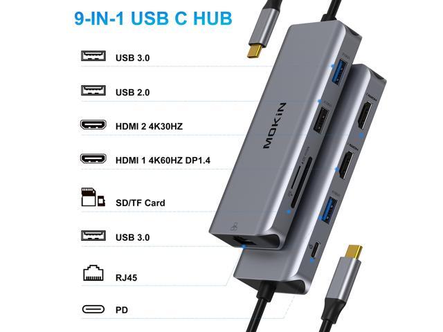 MOKiN USB C Laptop Docking Station,USB C Hub HDMI Adapter with 2xHDMI,100W PD,Ethernet,3 USB and SD/TF Card Reader,Triple Display Multiport Dongle...