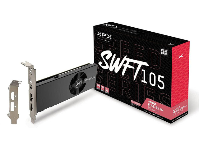 XFX Speedster SWFT105 Radeon RX 6400 Gaming Graphics Card with 4GB GDDR6, AMD RD