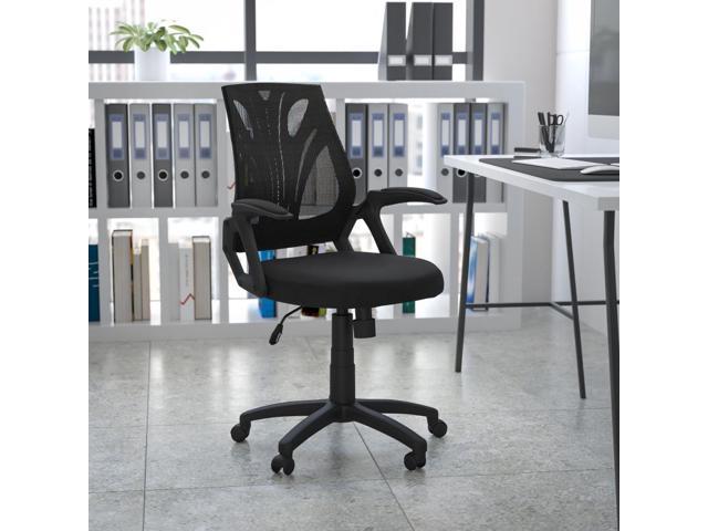 Photos - Chair Flash Furniture Sam Mid-Back Designer Black Mesh Swivel Task Office  with Open Arms G 