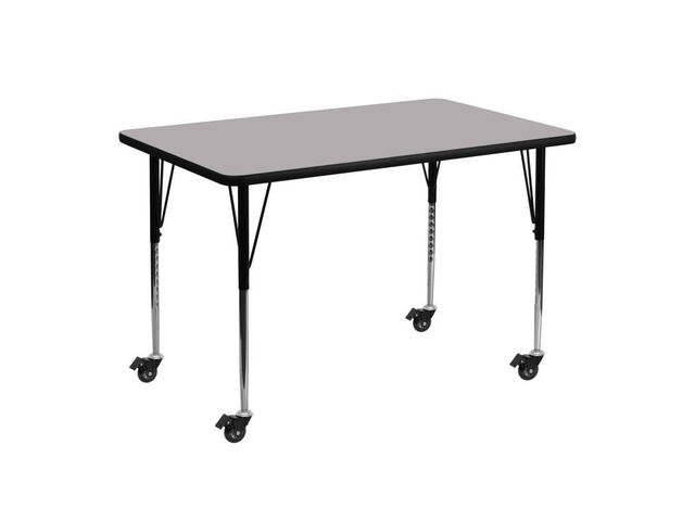 Flash Furniture Mobile 30 by 48-Inch Rectangular Activity Table with Grey Thermal Fused Laminate Top and Standard Height Adjustable Legs